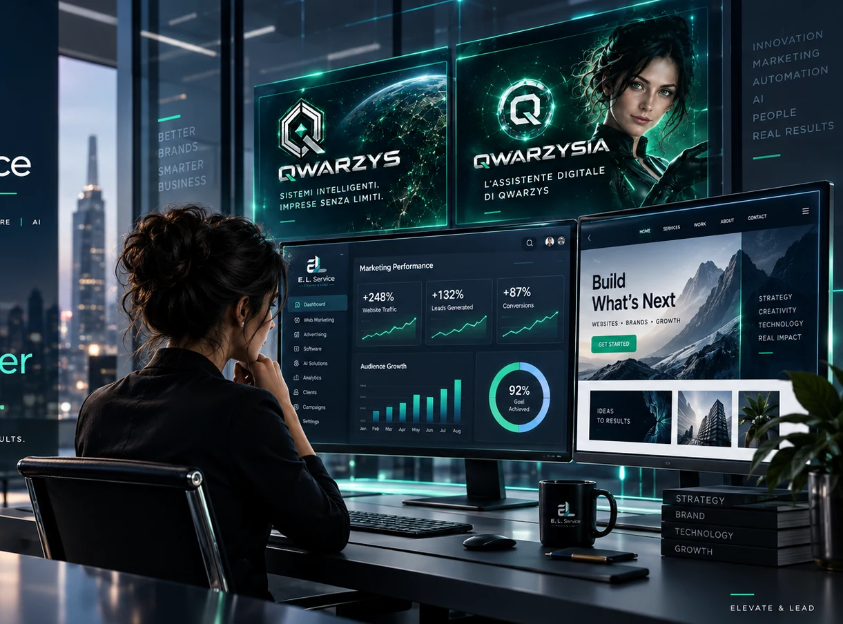 Ambiente digitale E. L. Service con dashboard, web marketing e soluzioni tecnologiche